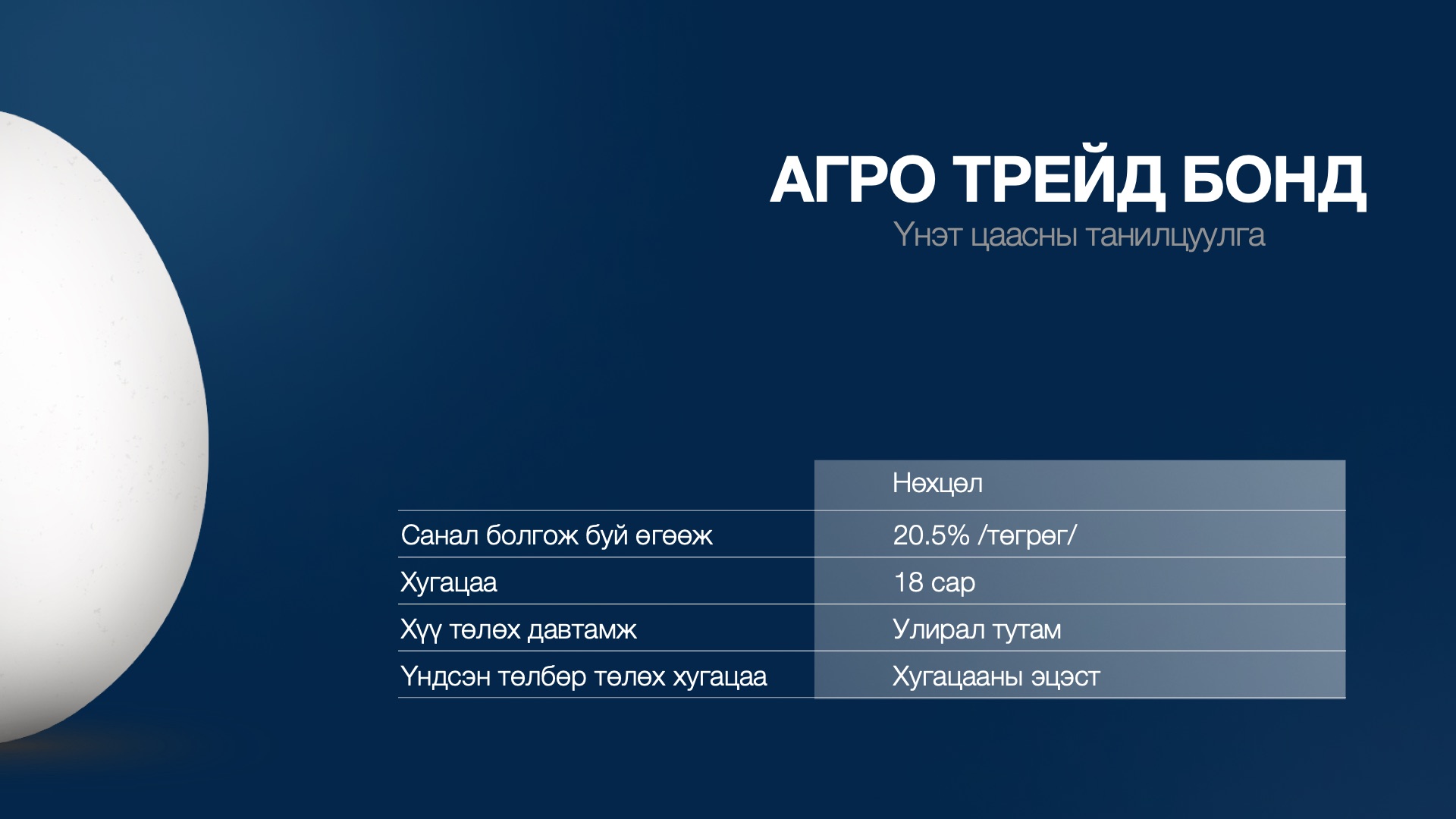 Агро Трейд Бонд үнэт цаасны танилцуулгын нүүр